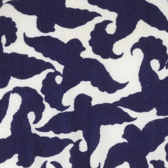 Maeve Alexa Women's XS Blue White Linen Blend V-Neck 3/4 Sleeve Shirred Blouse - Picture 6 of 10